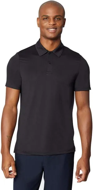 32 Degrees Mens Wicking Golf Performance Polo Shirt, Black., X-Large