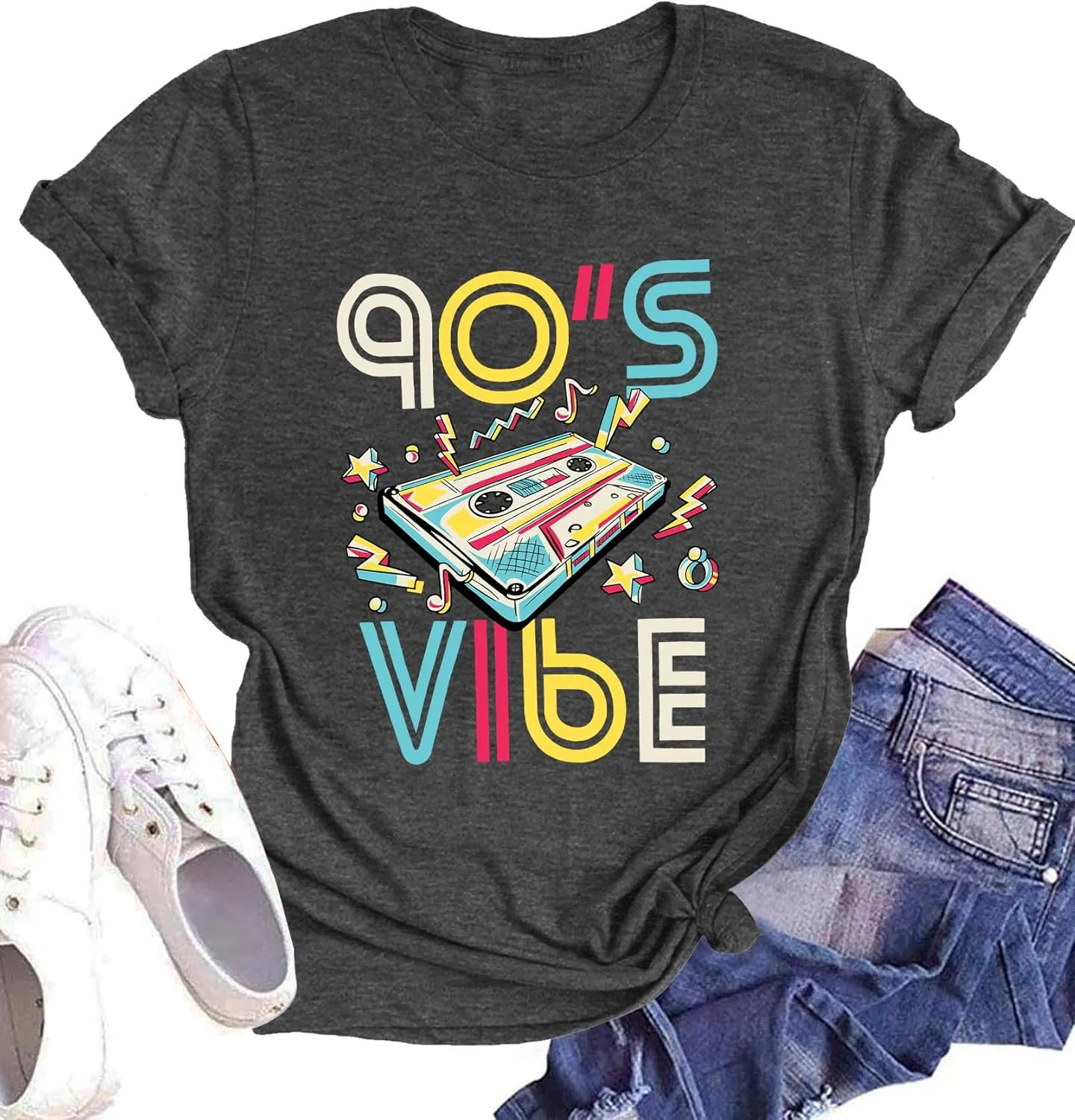 90s Shirt for Women Back to The 90's Shirt Vintage 1990s Theme Party Shirt Retro Casual Loose Tee Tops