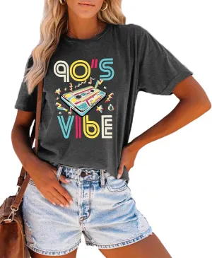 90s Shirt for Women Back to The 90's Shirt Vintage 1990s Theme Party Shirt Retro Casual Loose Tee Tops