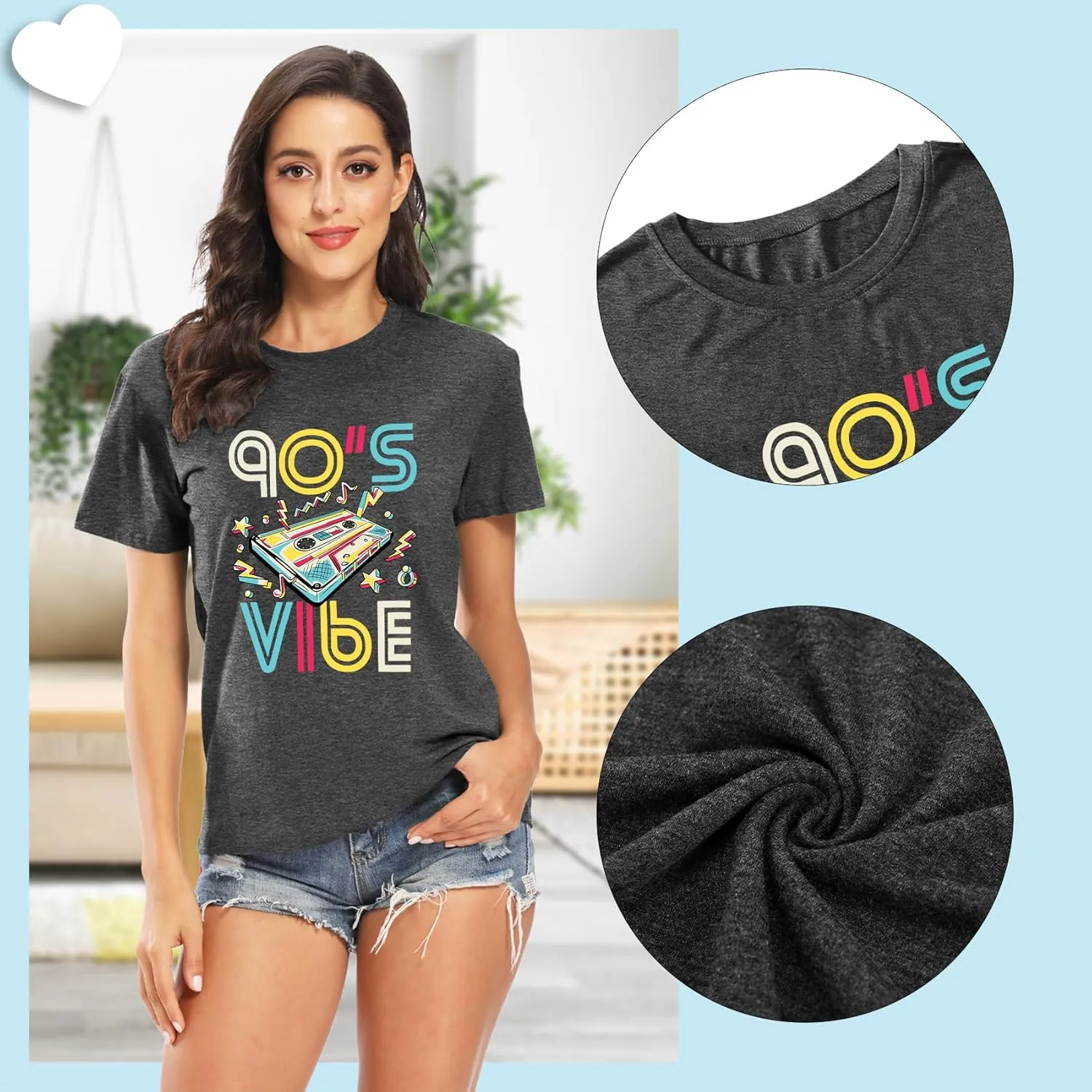 90s Shirt for Women Back to The 90's Shirt Vintage 1990s Theme Party Shirt Retro Casual Loose Tee Tops