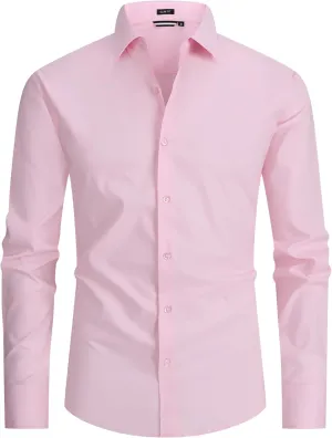 Alex Vando Mens Dress Shirt Easy Care Slim Fit Long Sleeve Cotton Stretch Button Down Shirt