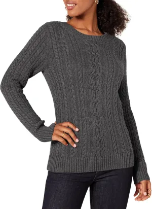 Amazon Essentials Women's Soft Fisherman Cable Long-Sleeve Crewneck Sweater (Available in Plus Size)