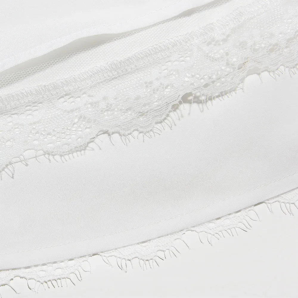 Amozae Summer High Waist Skirt Women 2023 Elegant Lace A Line Skirt  White Y2k Vitange Casual Party Clubwear
