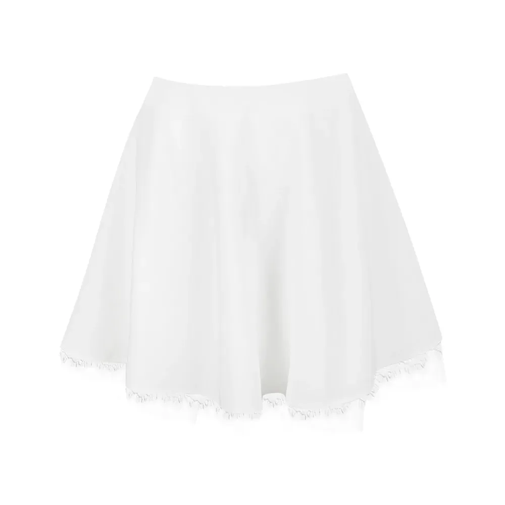 Amozae Summer High Waist Skirt Women 2023 Elegant Lace A Line Skirt  White Y2k Vitange Casual Party Clubwear