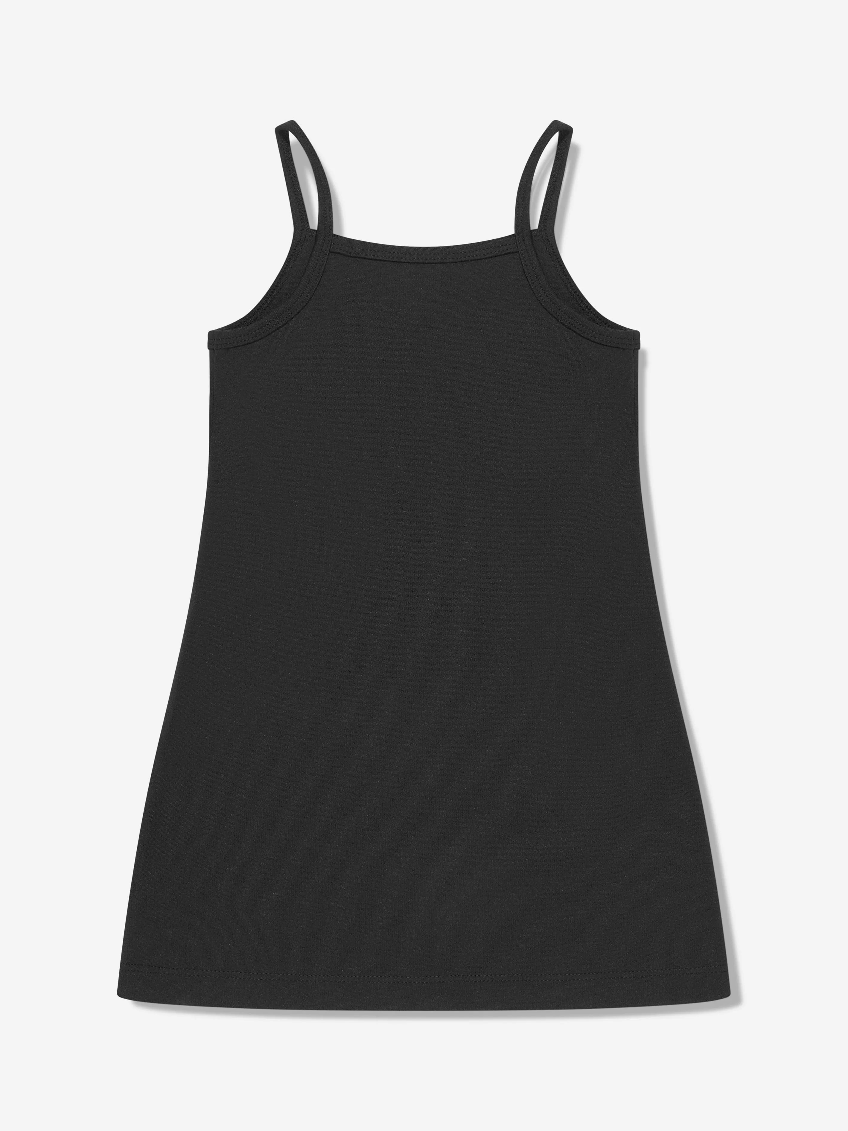 Calvin Klein Girls Stack Logo Punto Strap Dress in Black