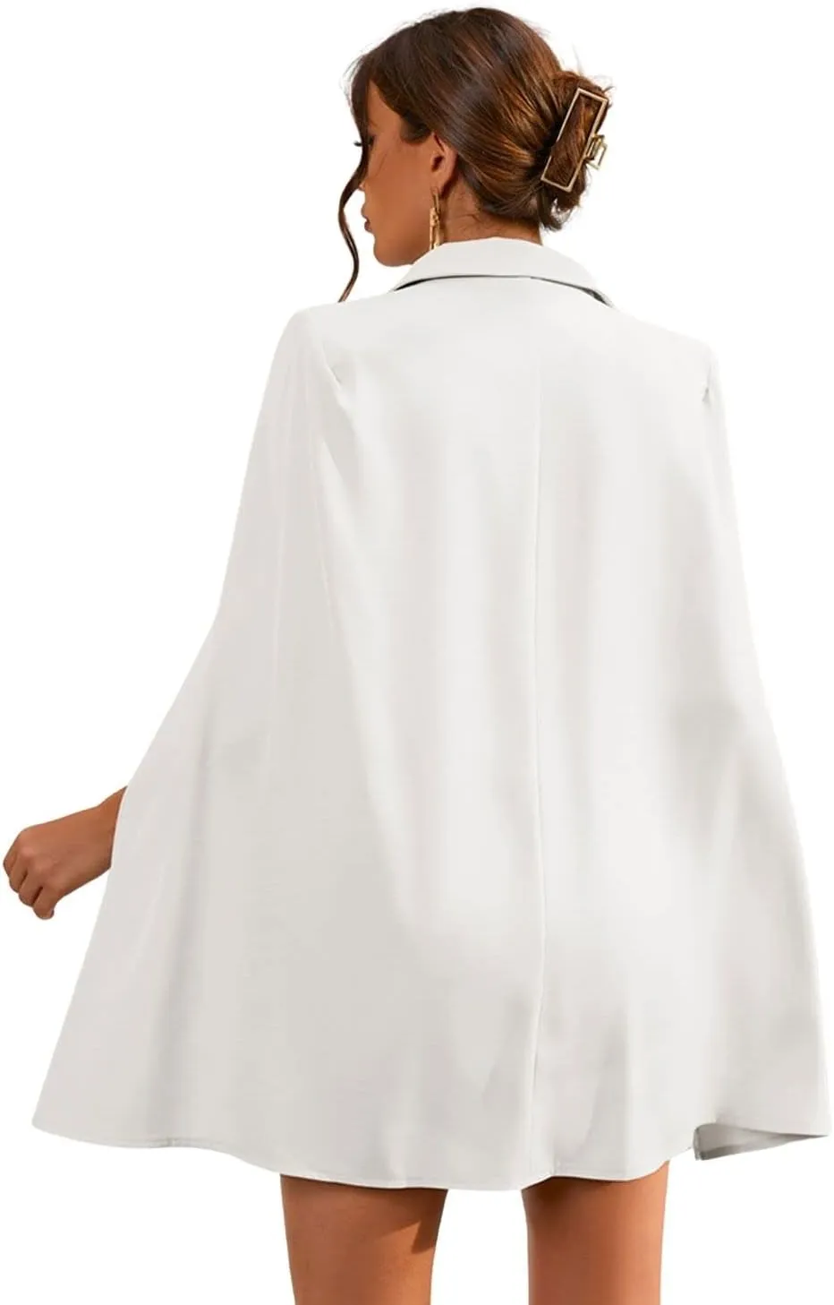 CHARTOU Women Elegant Blazer Dress Poncho Cape Double Breasted Office Work Mini Dress Blazer Jacket