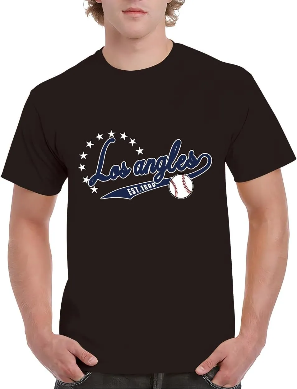 City Baseball Mens T-Shirt Short Sleeve Shirt Gifts Crew Neck Apparel for Baseball Fan Shirt