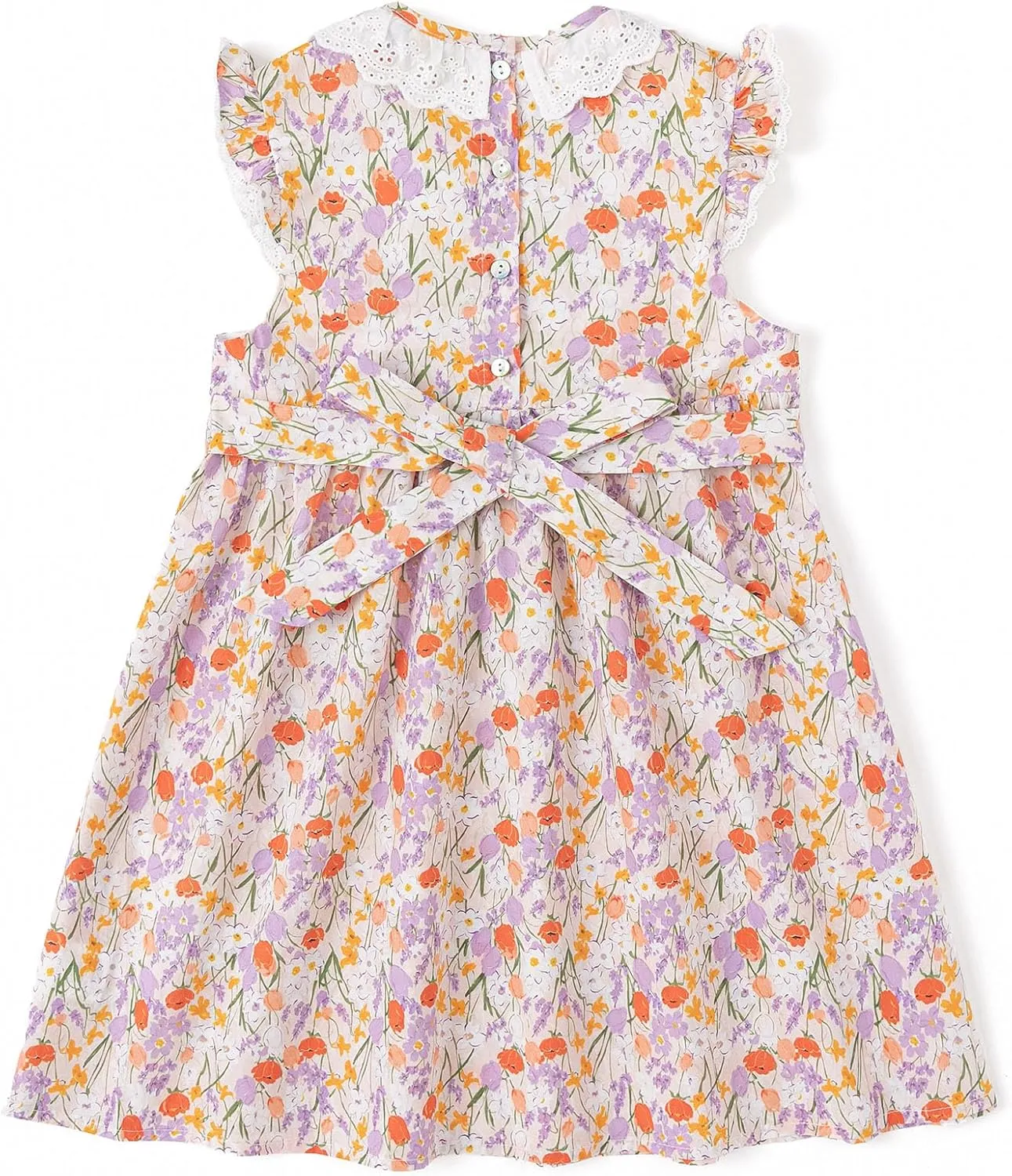 Curipeer Little Girls Summer Dress Floral Short Sleeve Cotton Casual Outfit Dress 12M-8Y
