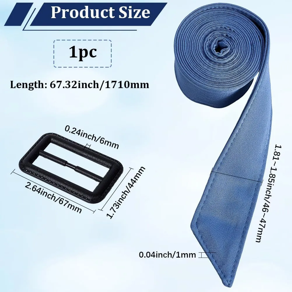GORGECRAFT Trench Coat Belt with Buckle 67 Inch Women Adjustable Cloth Sash Belt 1.8 Inch Wide Steel Blue Wind Coat Replacement Overcoat Waistband Tunics Girdle Tie Knot Cinch Robe Tunics Girdle Band