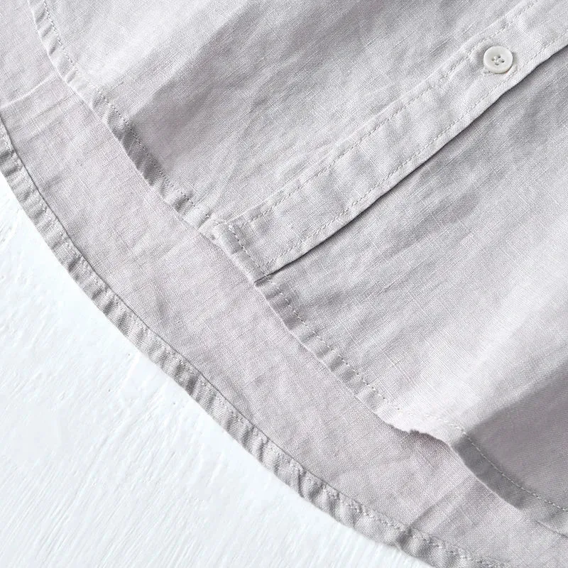 Italian pure linen long-sleeve shirt