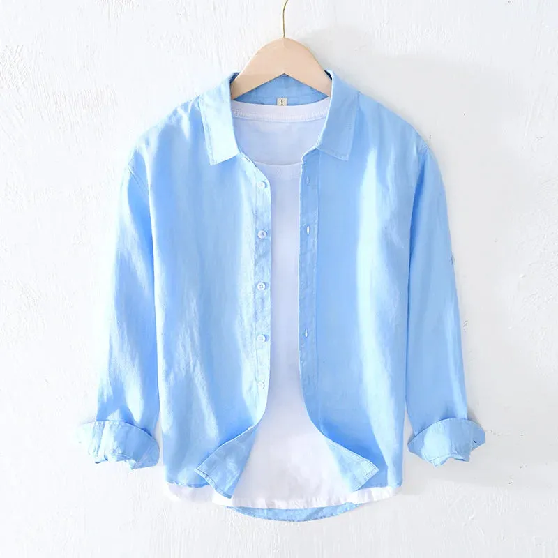 Italian pure linen long-sleeve shirt