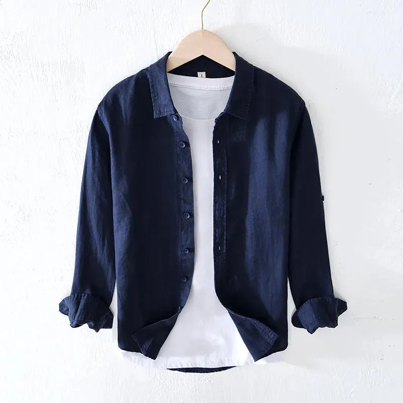 Italian pure linen long-sleeve shirt