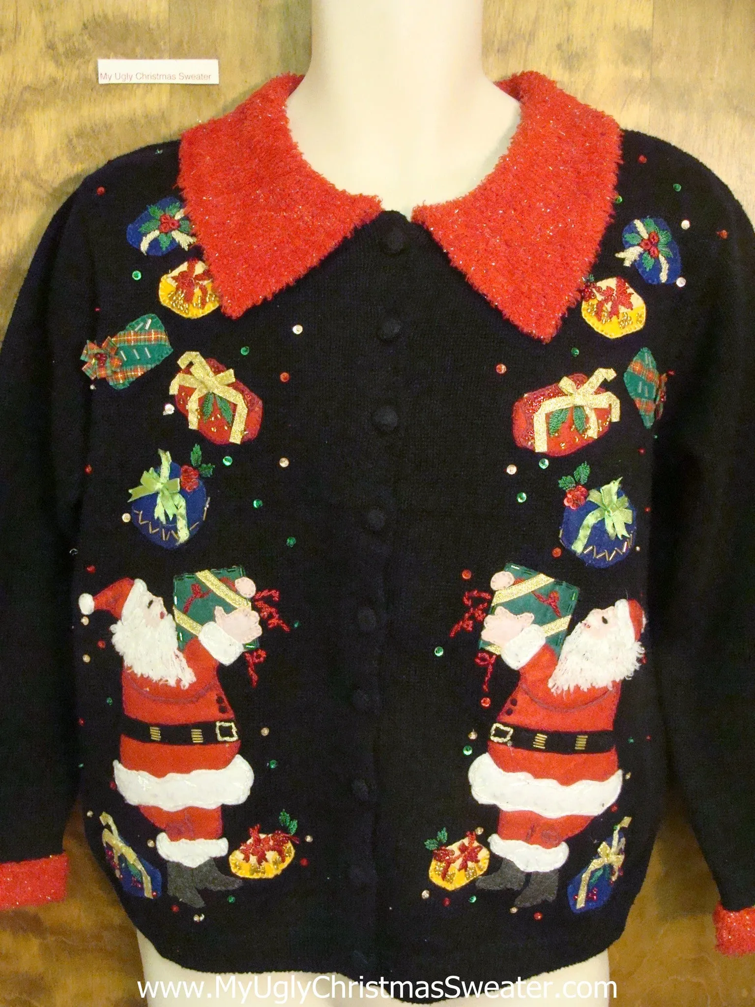 Juggling Santa Ugly Christmas Sweater Cardigan
