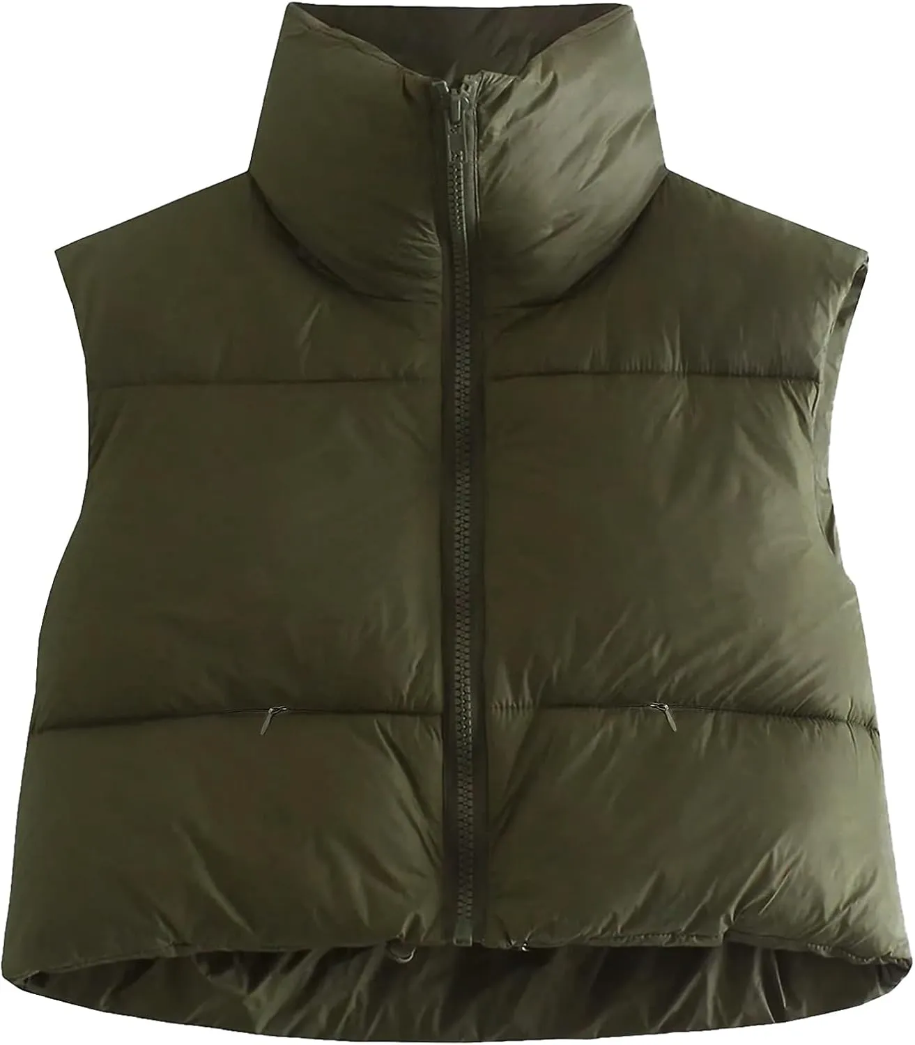 Kissonic Women's Padded Down Vest Puffer Stand Collar Zip Up Crop Sleeveless Jacket