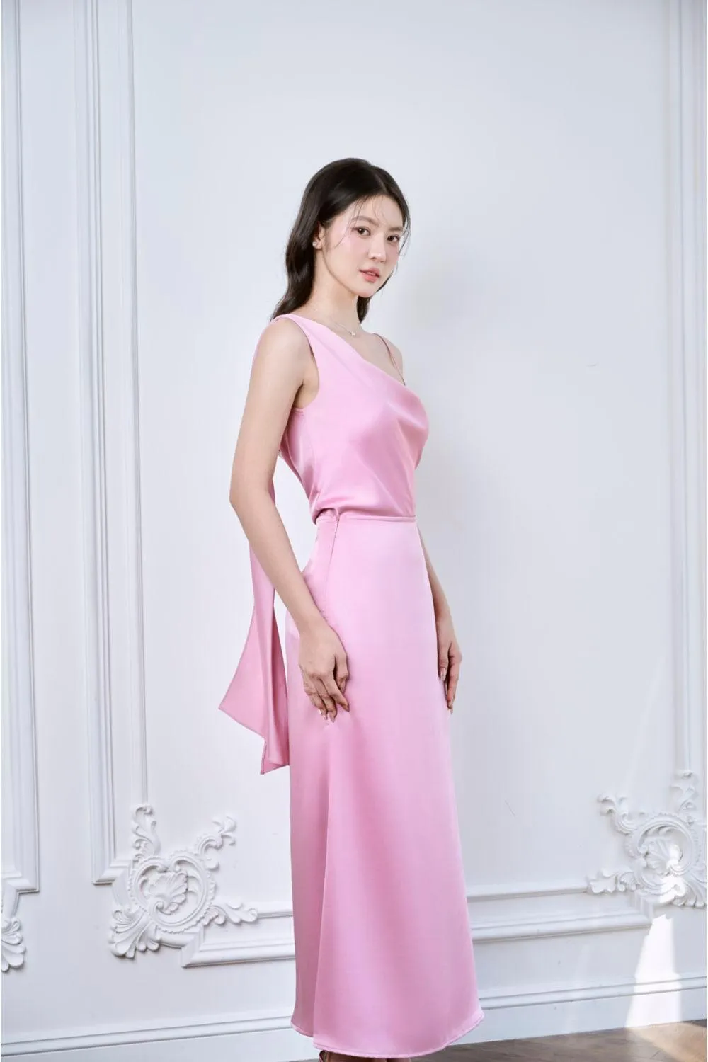 Lenora A-line Basic Silk Satin Ankle Length Skirt
