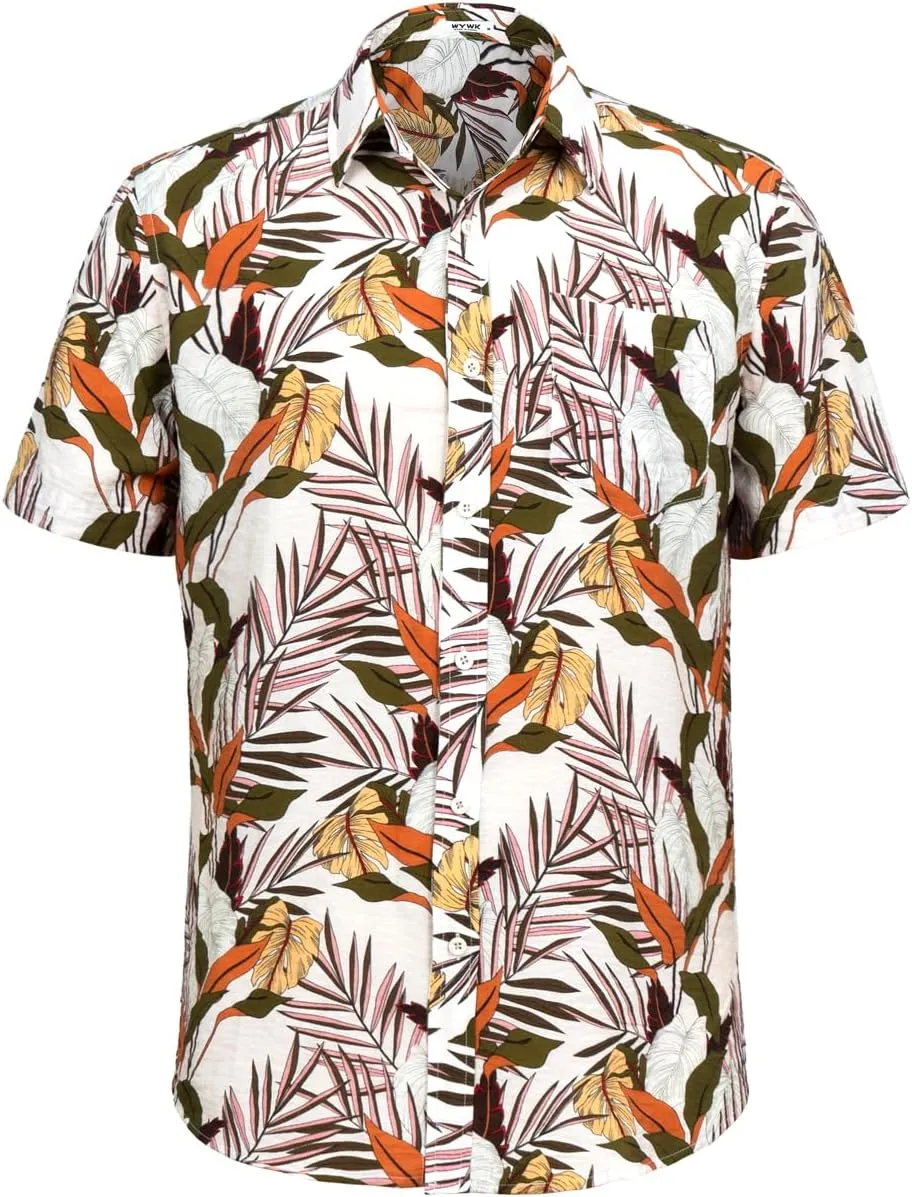 Men's Hawaiian Floral Shirt Short Sleeve Casual Button Down Shirt Summer Holiday Beach Shirt for Men