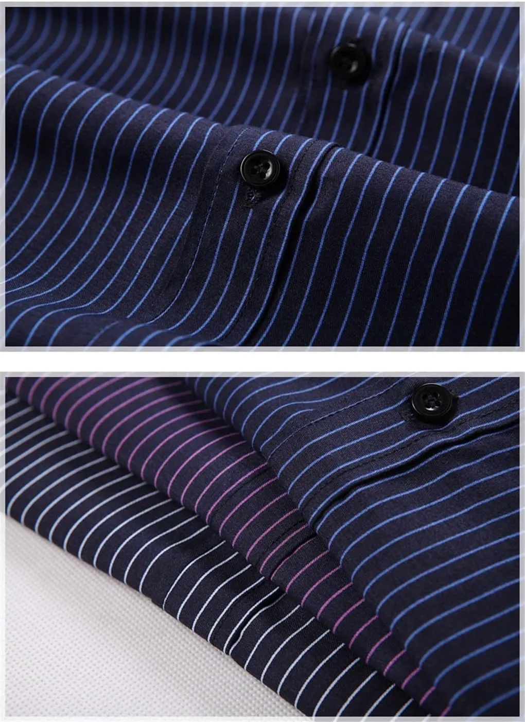 Men's Long Sleeve Red Black Striped Shirt Classic Fit Office Social Dress Shirt Tops