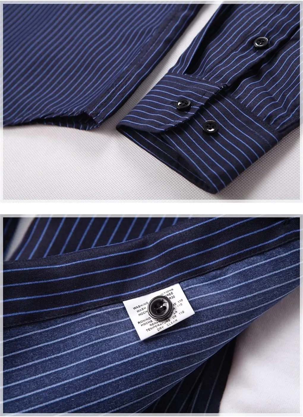 Men's Long Sleeve Red Black Striped Shirt Classic Fit Office Social Dress Shirt Tops