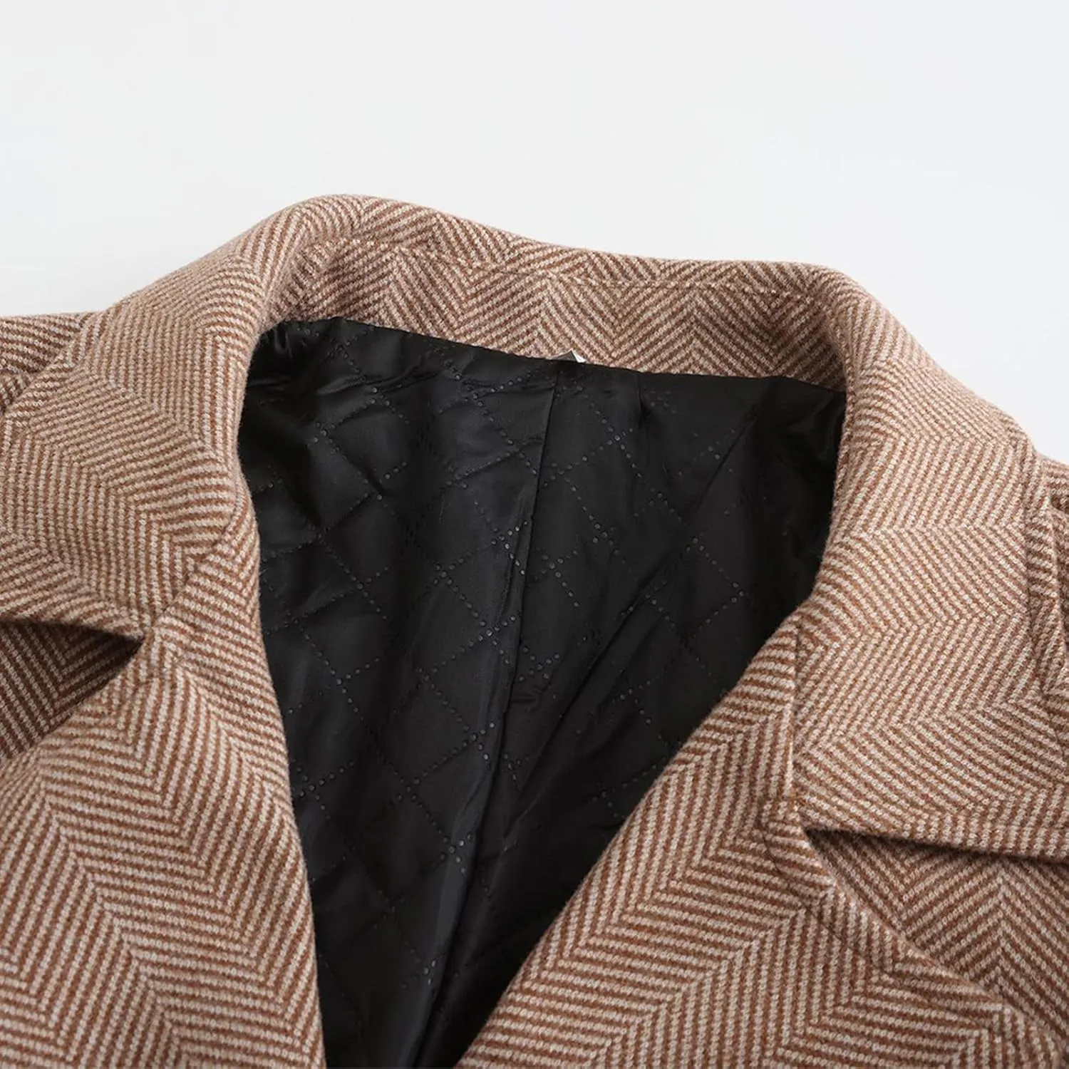 Men's Warm Single Breasted Pea Coat Trench Classic Wool Blend Overcoat with Pockets