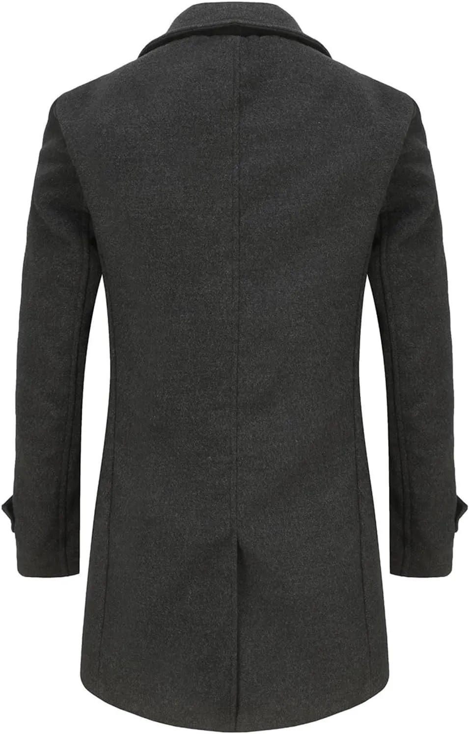 Men's Warm Single Breasted Pea Coat Trench Classic Wool Blend Overcoat with Pockets