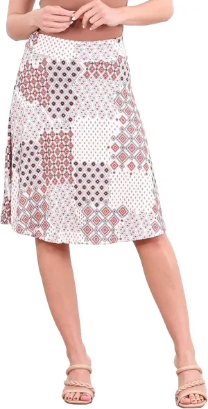 Popana Womens Casual Knee Length A-Line Stretch Midi Skirt Plus Size