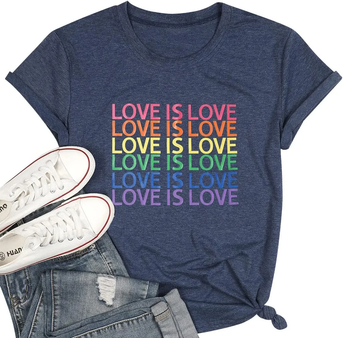 Pride Shirt Women Rainbow LGBT Equality Tshirt Funny Short Sleeve Gay Pride Shirt Top