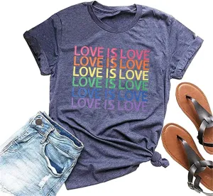 Pride Shirt Women Rainbow LGBT Equality Tshirt Funny Short Sleeve Gay Pride Shirt Top