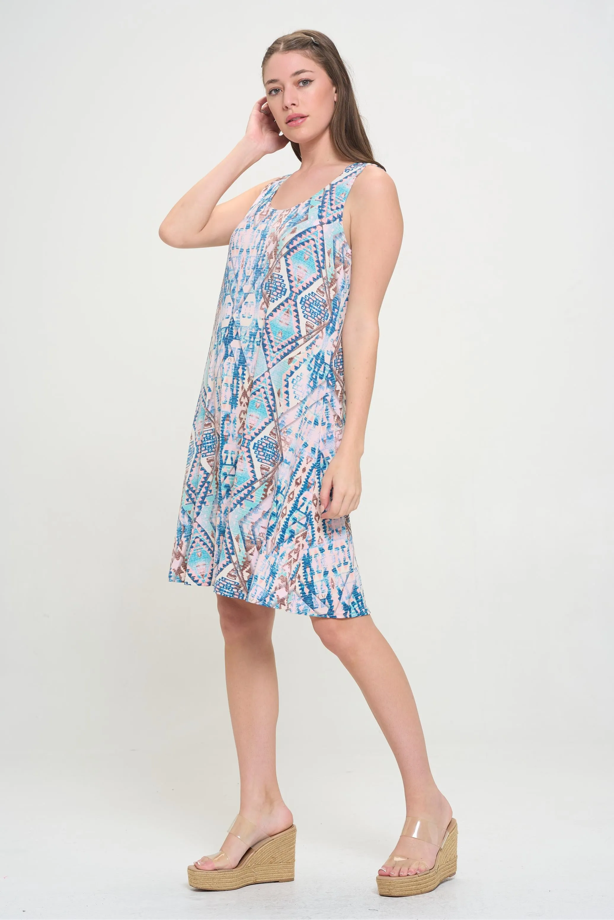 Print Missy Tank Dress Sleeveless Prints - 7003HT-TRP1-W433