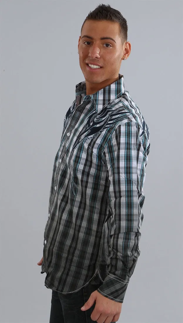 Roar Triton Plaid Button Down Shirt in Blue