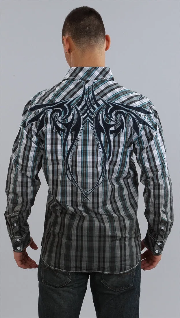 Roar Triton Plaid Button Down Shirt in Blue