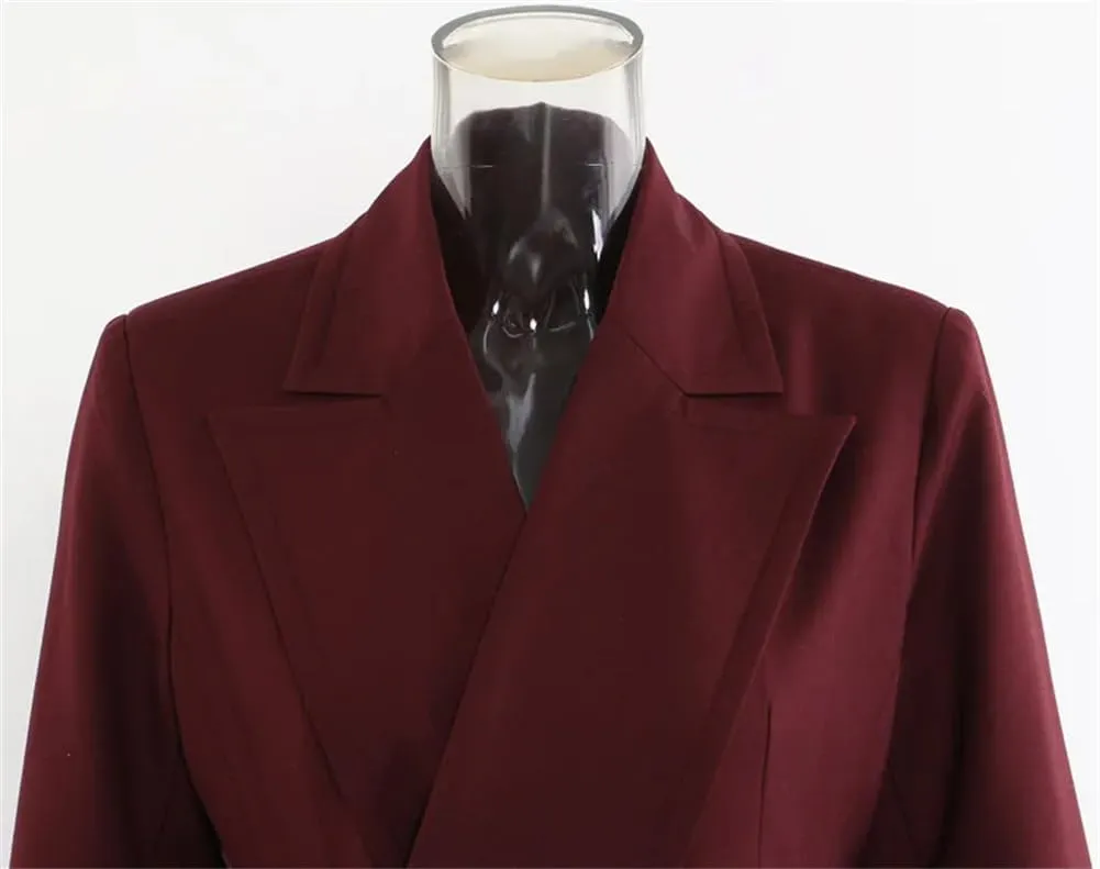 Solid Spliced Button Irregular Slimming Long TrenchCoat For Women Lapel Long Sleeve Suit Jacket