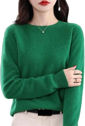Sweaters for Women Cashmere Crew Neck Long Sleeve, Soft Pullover, Cashmere Cardigan Knit Sweater
