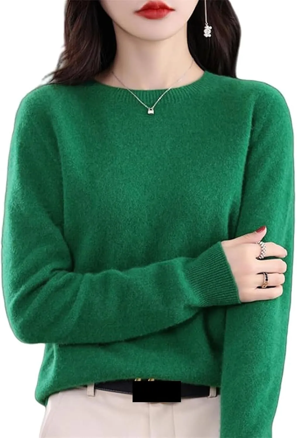 Sweaters for Women Cashmere Crew Neck Long Sleeve, Soft Pullover, Cashmere Cardigan Knit Sweater