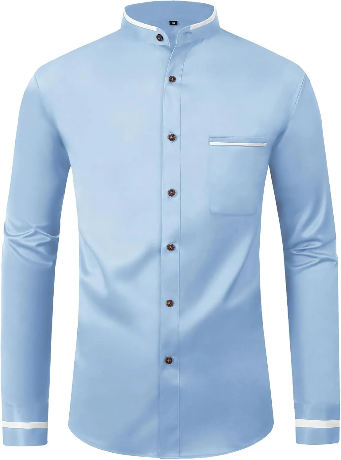 SWISSWELL Mandarin Collar Dress Shirt for Men Clergy Shirt Collarless Button Down Business Casual Shirts