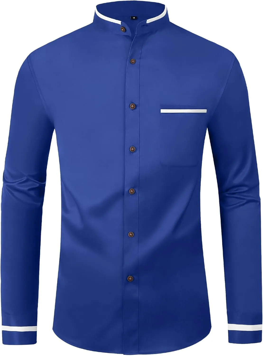 SWISSWELL Mandarin Collar Dress Shirt for Men Clergy Shirt Collarless Button Down Business Casual Shirts