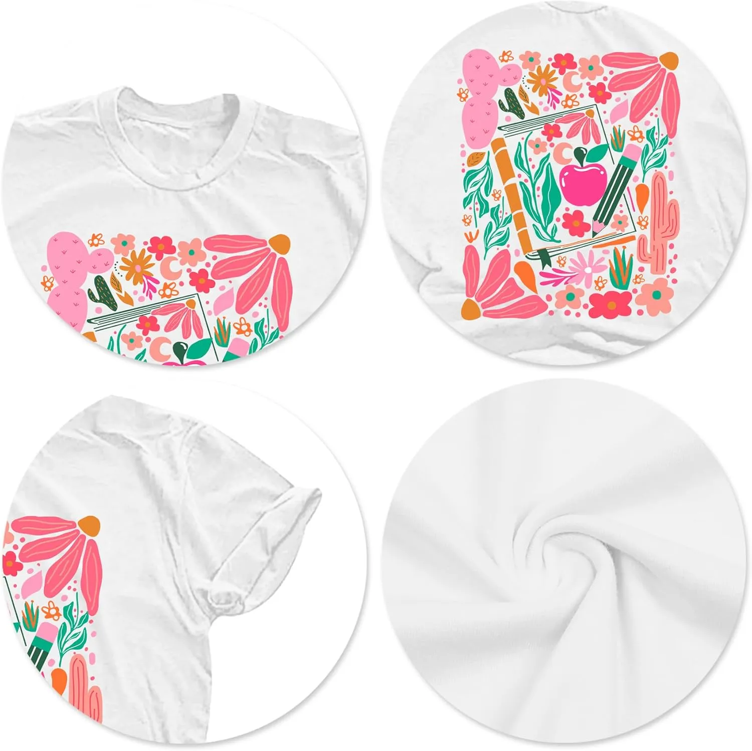 Teacher Shirts Women: Retro Floral Teach Shirt Teacher Life T-Shirt Casual Inspirational Tops
