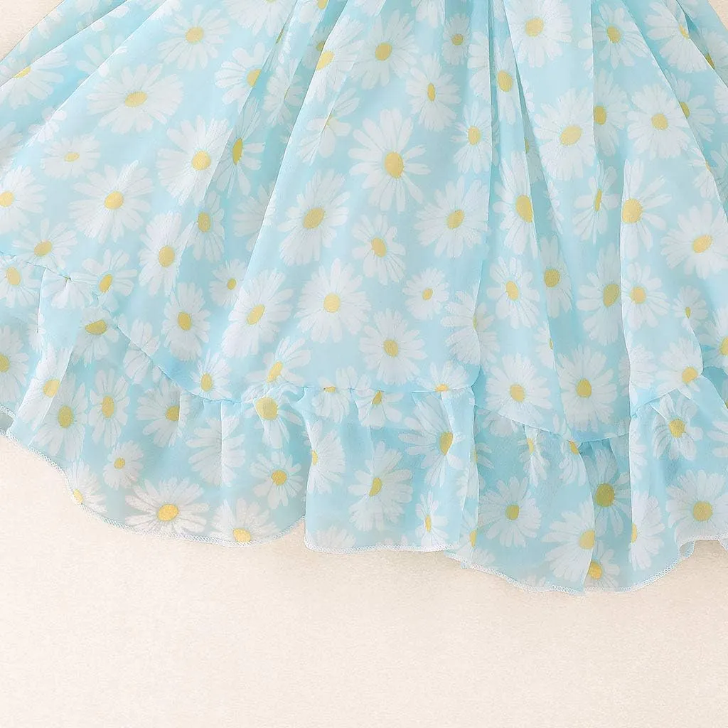 Toddler Baby Girls Summer Dress Chiffon Princess Tutu Dress Floral Beachwear Suspender Sundress Skirt Little Girl Clothes