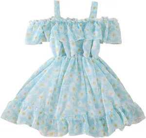 Toddler Baby Girls Summer Dress Chiffon Princess Tutu Dress Floral Beachwear Suspender Sundress Skirt Little Girl Clothes