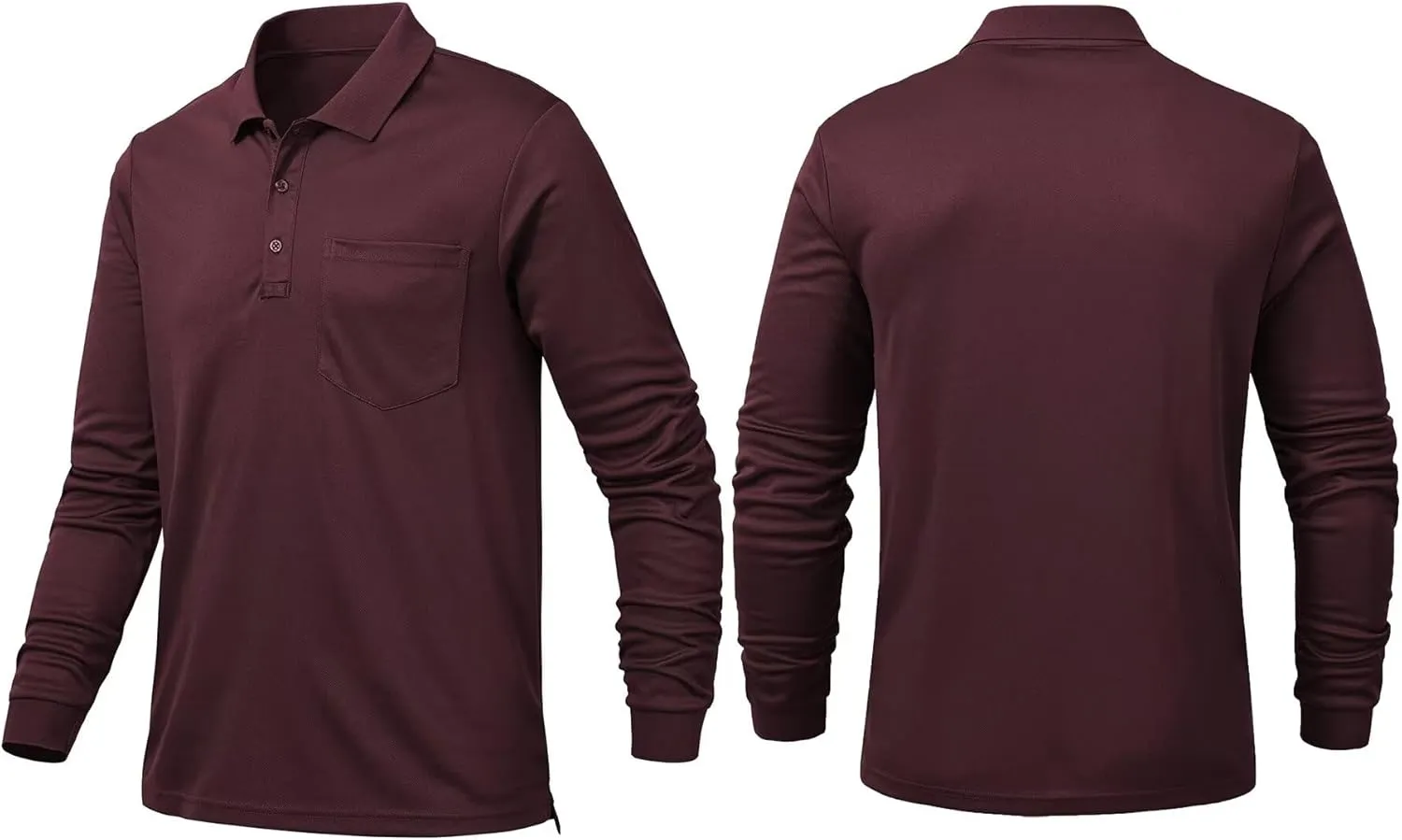 Tyhengta Men's Polo Shirt Long Sleeve Quick Dry Athletic Performance Shirts Pique Golf Shirt