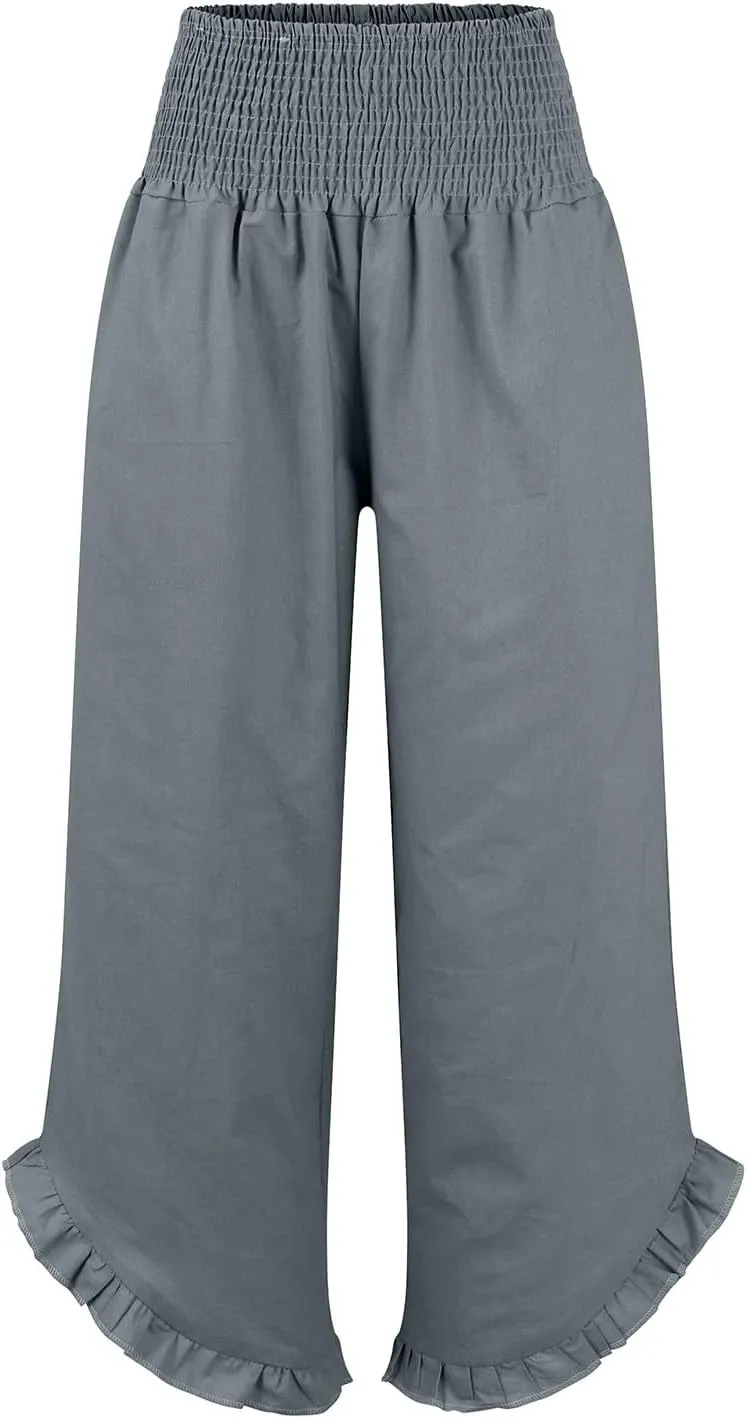 Women's Fashion Pants,Summer Wide Leg Casual Elastic High Waist Irregular Palazzo Pants with Pockets