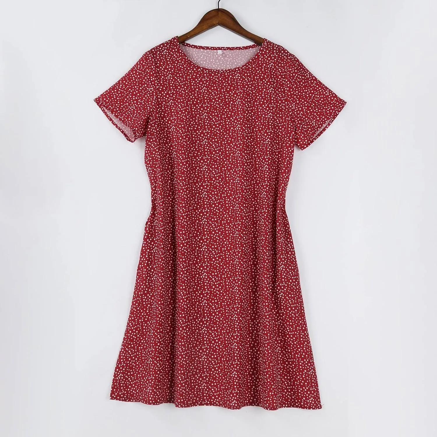 Women's Short Sleeve Summer Sundress with Pockets, Casual Loose Fit Floral Round Neck Knee Length Beach Dress