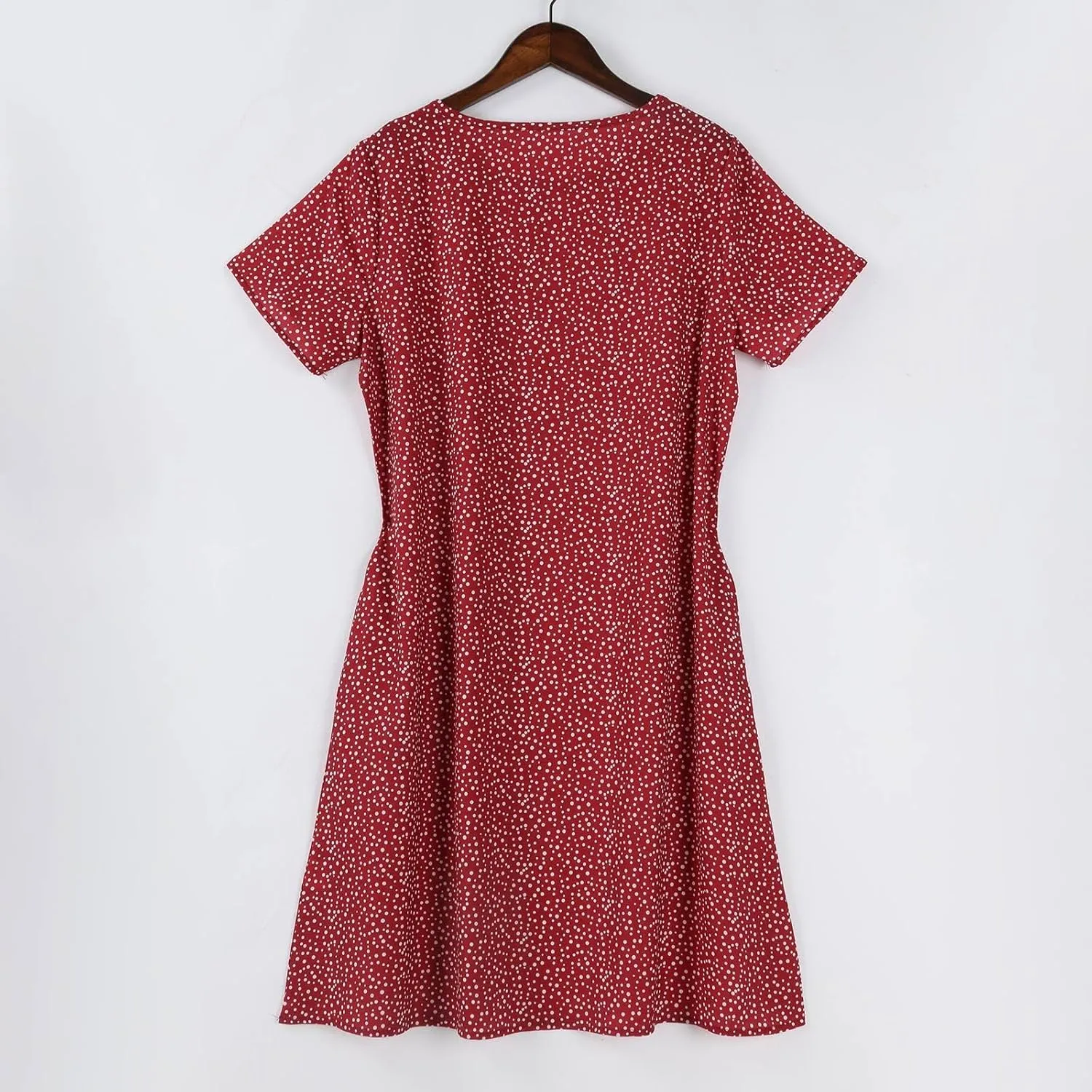 Women's Short Sleeve Summer Sundress with Pockets, Casual Loose Fit Floral Round Neck Knee Length Beach Dress