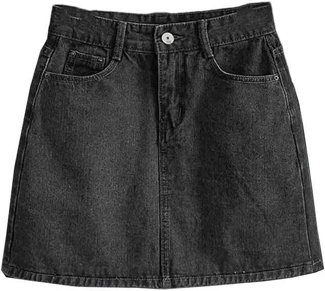Women's Vintage High Waisted A-Line Denim Skirt 2025 Summer Bodycon Mini Skirt