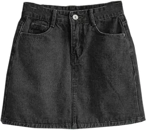 Women's Vintage High Waisted A-Line Denim Skirt 2025 Summer Bodycon Mini Skirt