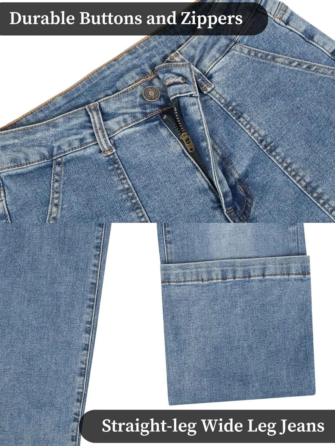 Womens Wide Leg Jeans High Waisted Carpenter Cargo Jeans Casual 90s Y2K Flap Pocket Straight Leg Jeans for Women