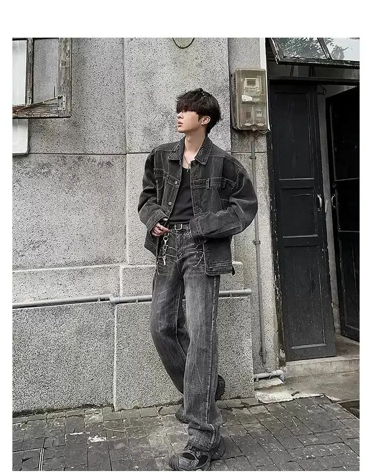 Woo Grunge Washed Straight Leg Jeans